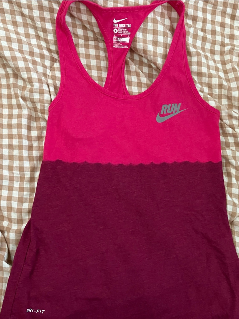 Nike Pink and Burgundy Ombre RUN Tank Top